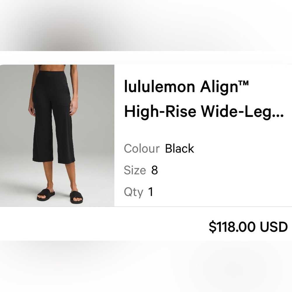 Lulu lemon wide leg capri size 8. Never worn without tags.